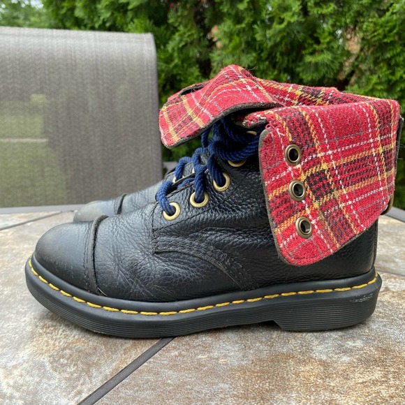 Dr Martens Black Leather Aimilita Tall Lace Up Moto Boots Size 6 - Picture 12 of 13